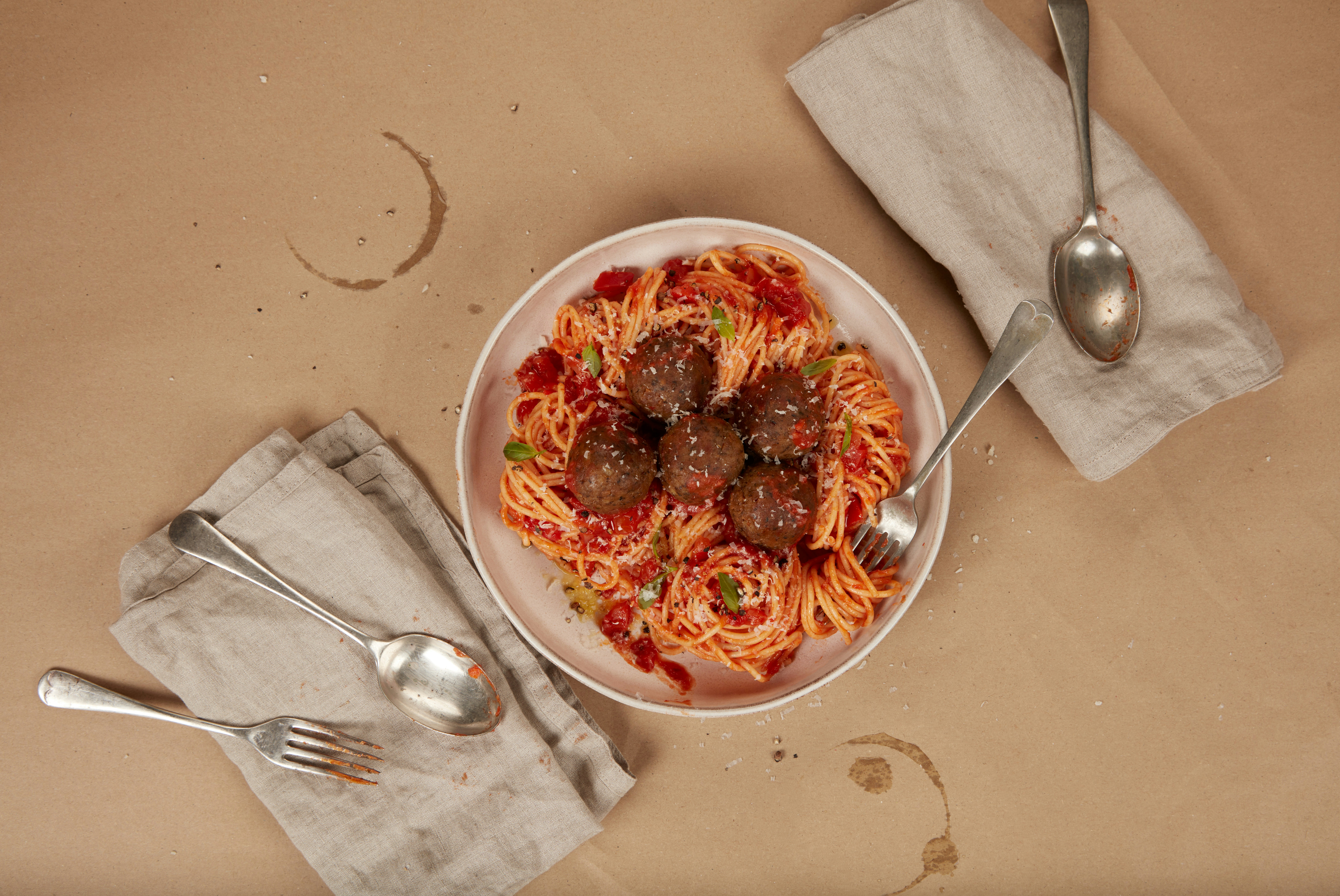 Spaghetti and turkey meatballs